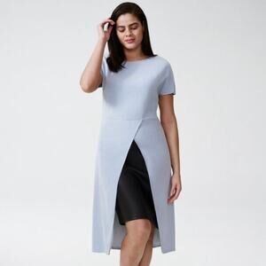 Universal Standard Tunic Womens 18-20 Blue Adda Crepe Longline Pullover Classic